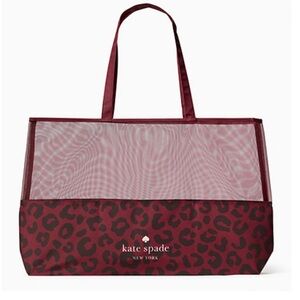 kate spade Blackberry Preserve Large Mesh Leopard Tote Bag